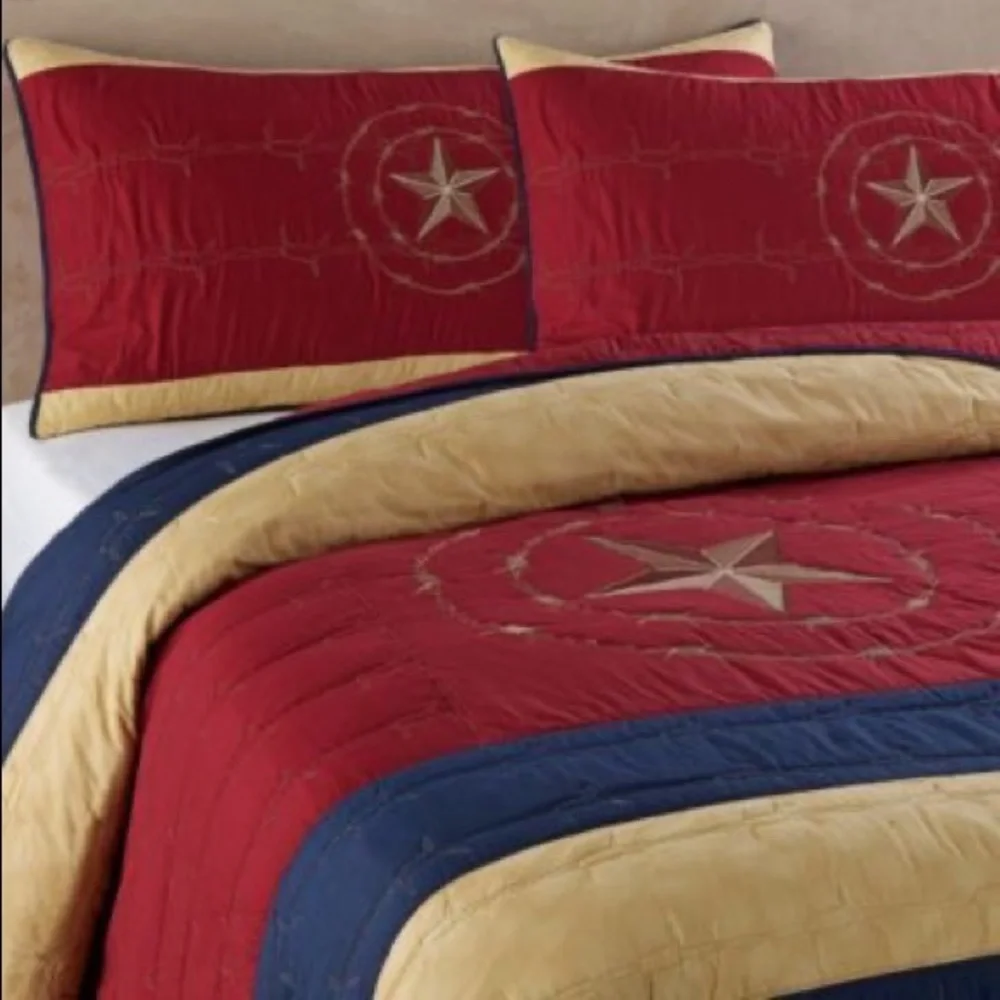 Donna Sharp Quilt Twin True Texas 68” x 90” Lone Star Dark Red Dark Blue New